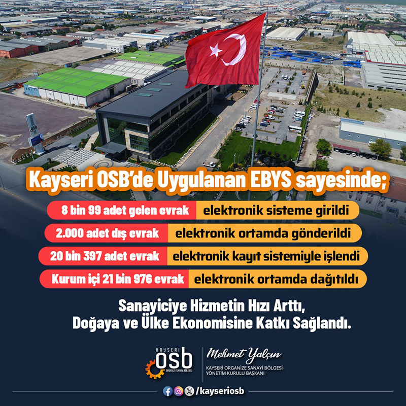 Kayseri OSB’de EBYS ile Sanayiciye Hizmetin Hızı Arttı