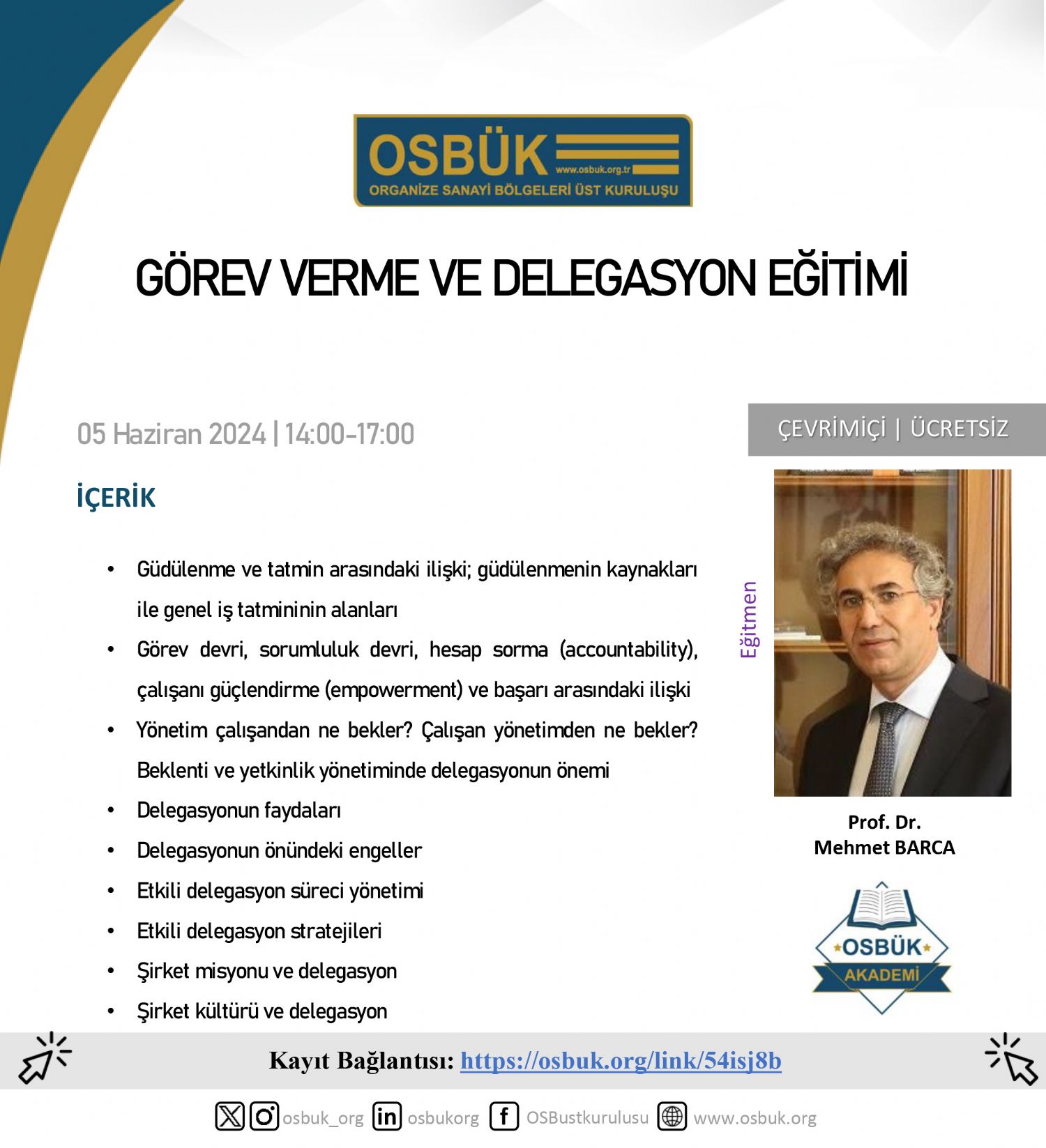 OSBÜK Görev Verme ve Delegasyon Eğitimi Duyurusu